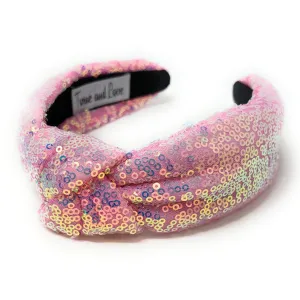 Pink Sequin Padded Knot Headband