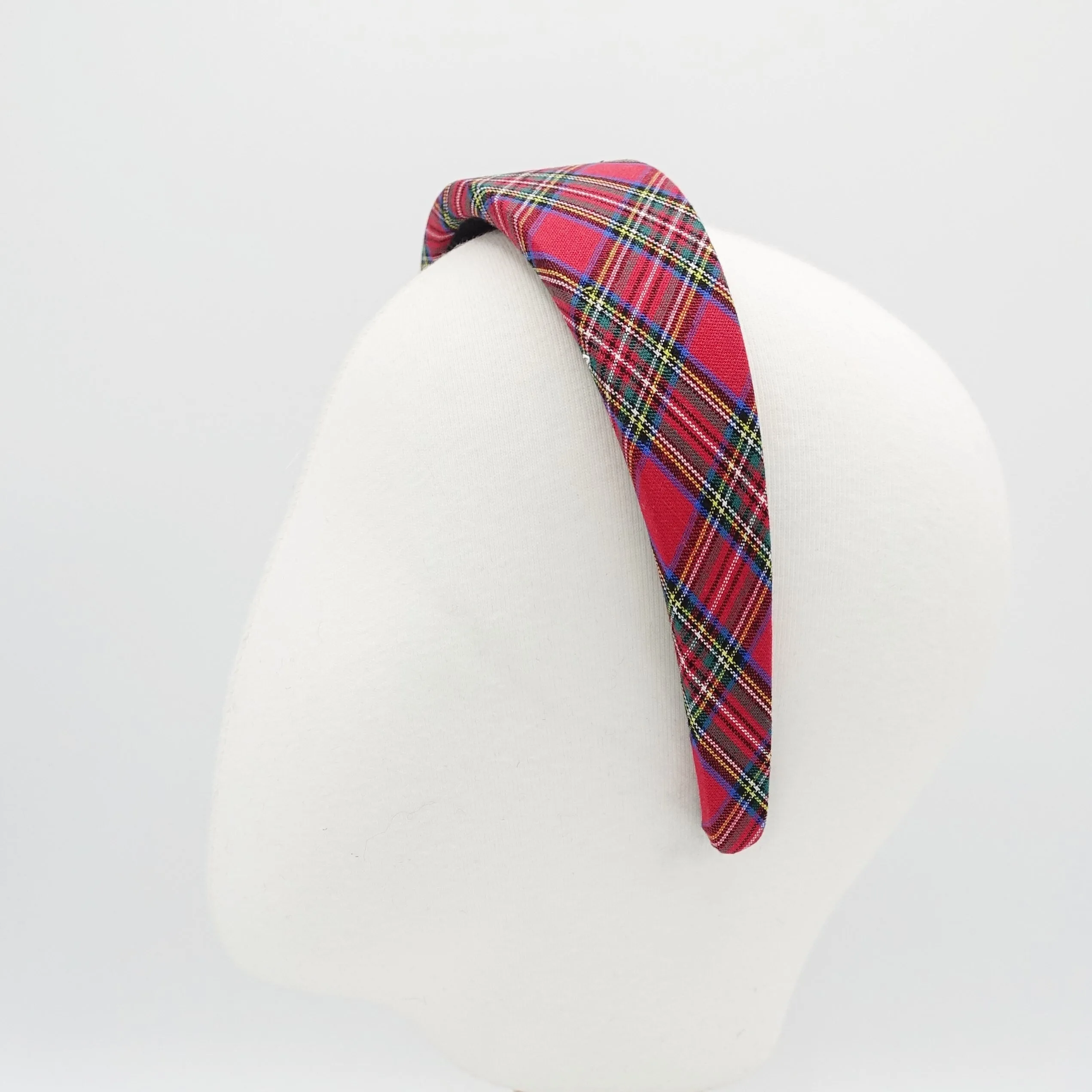 plaid check padded headband tartan casual hairband for women