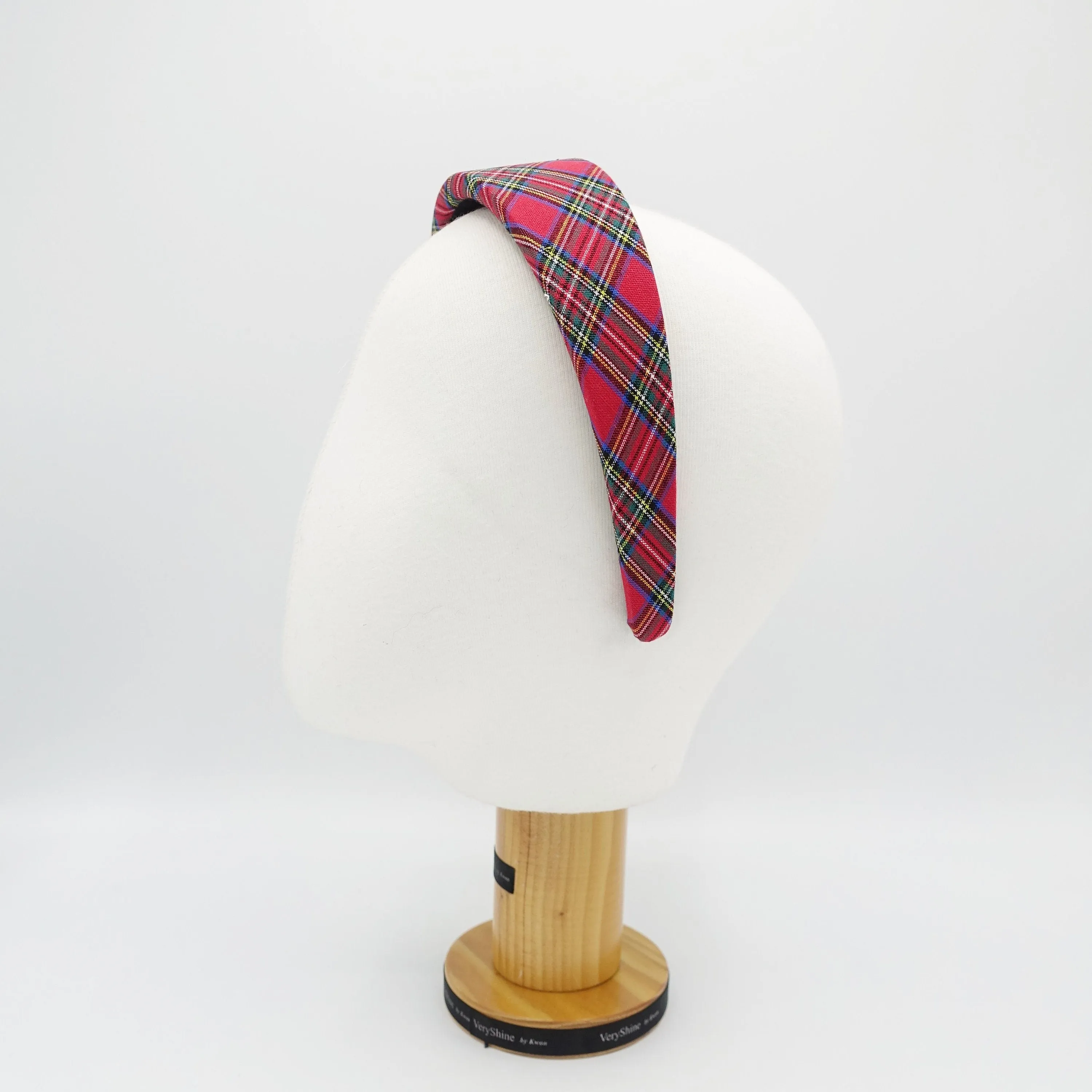 plaid check padded headband tartan casual hairband for women