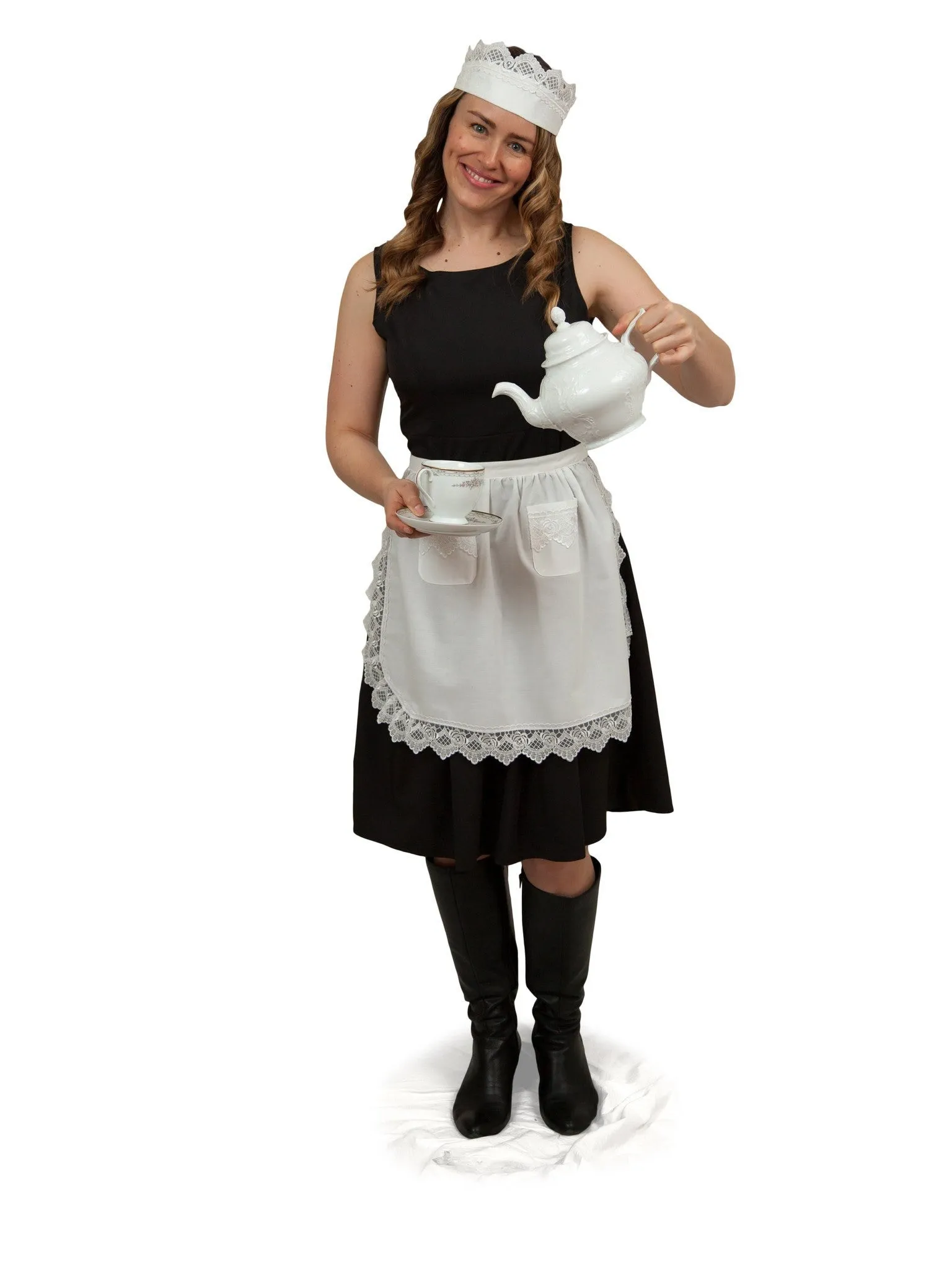 "Maid Costume" White Lace Headband and Small Lace Apron Costume Set