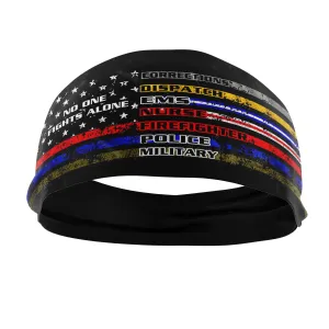 RAVEbandz The Pro - Wide Stretch Headband (No One Fights Alone - Coronavirus)