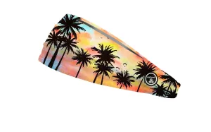 RAVEbandz The Pro - Wide Stretch Headband (Watercolor Palms Orange)