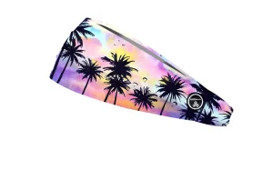 RAVEbandz The Pro - Wide Stretch Headband (Watercolor Palms Pink)