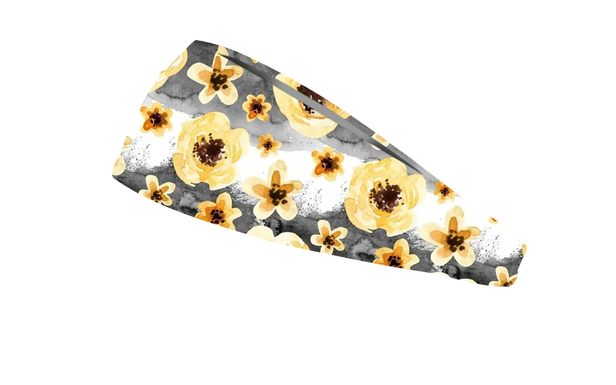 RAVEbandz The Pro - Wide Stretch Headband (Yellow Watercolor Flowers)