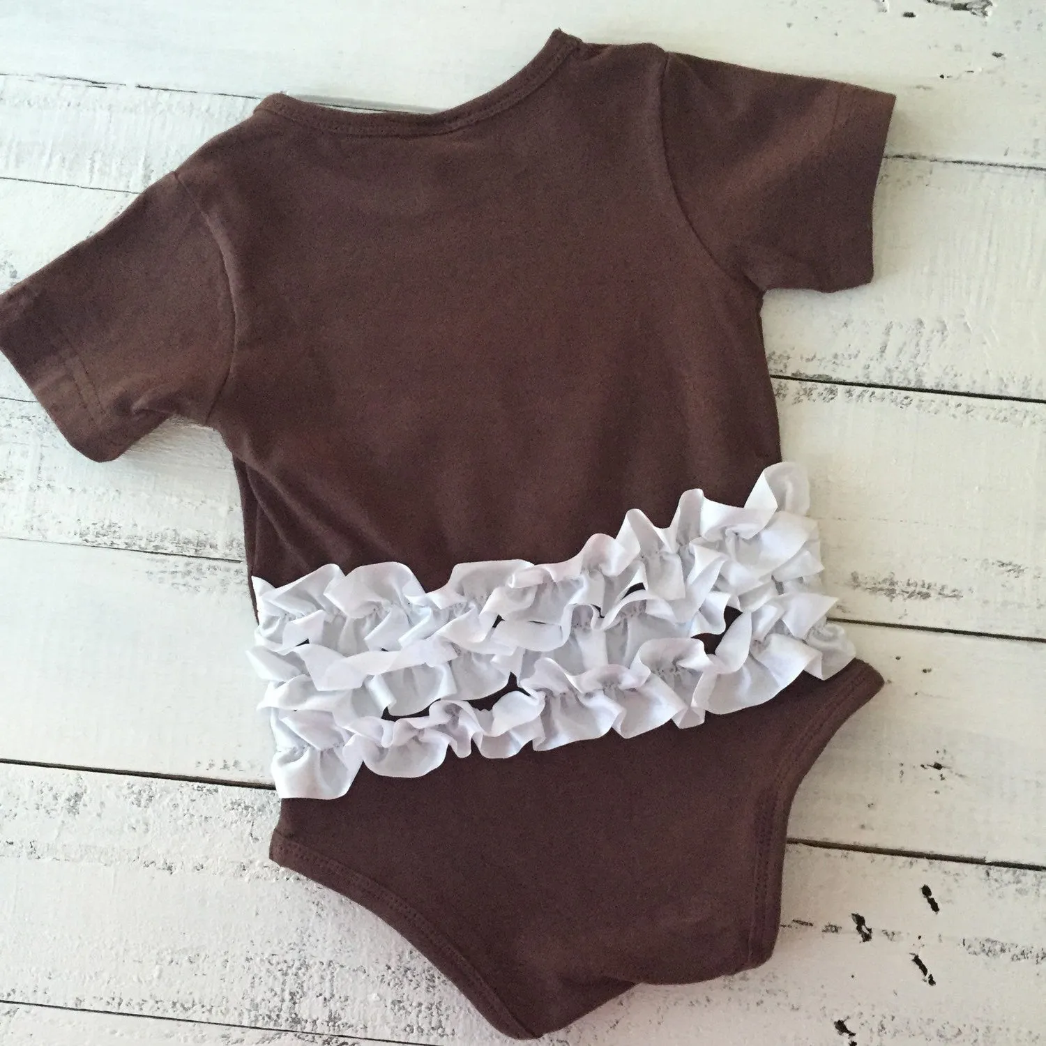 Ruffle Bottom Football bodysuit  - optional headband and leg warmers