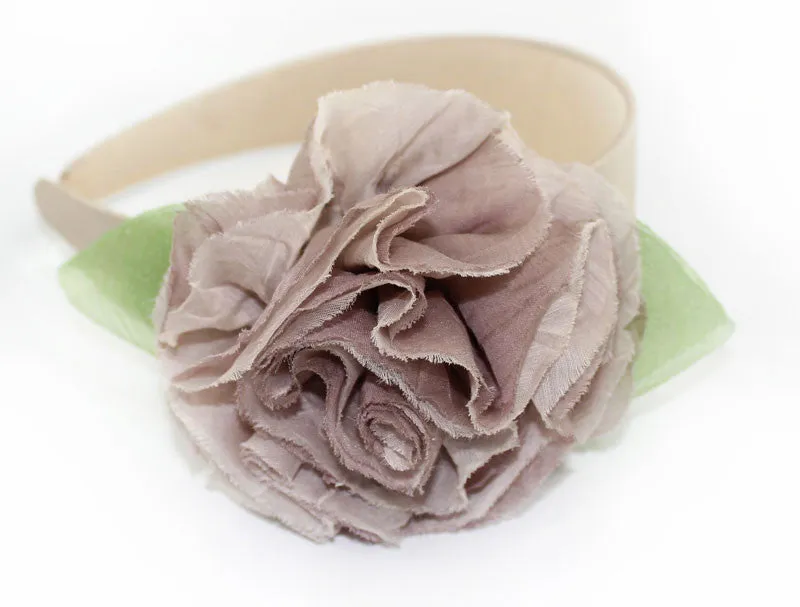 Silk Italian Mocha Color Flower Headband