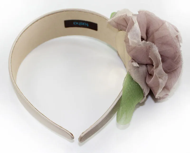 Silk Italian Mocha Color Flower Headband