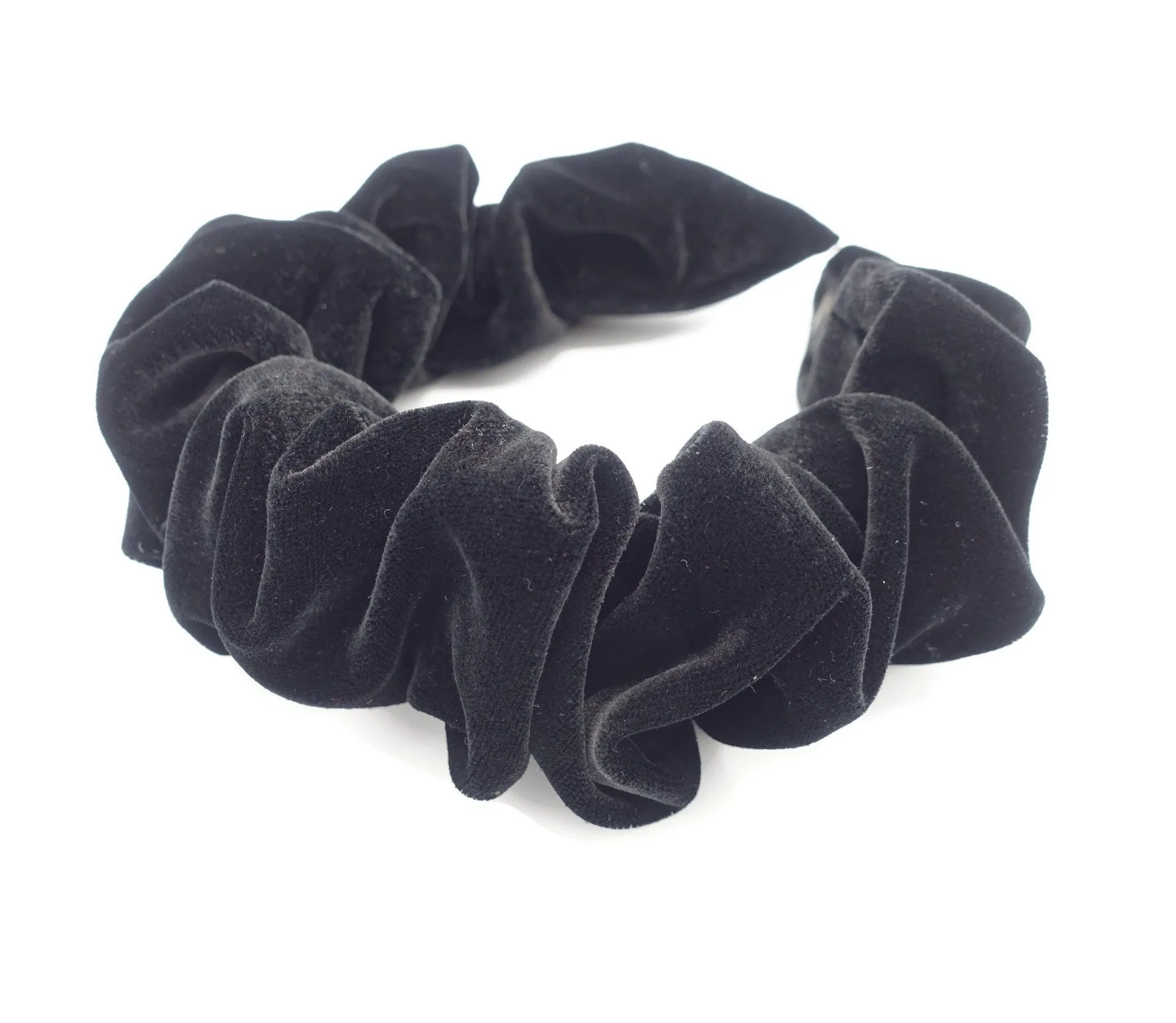 silk velvet volume wave headband luxury style black worm hairband for women