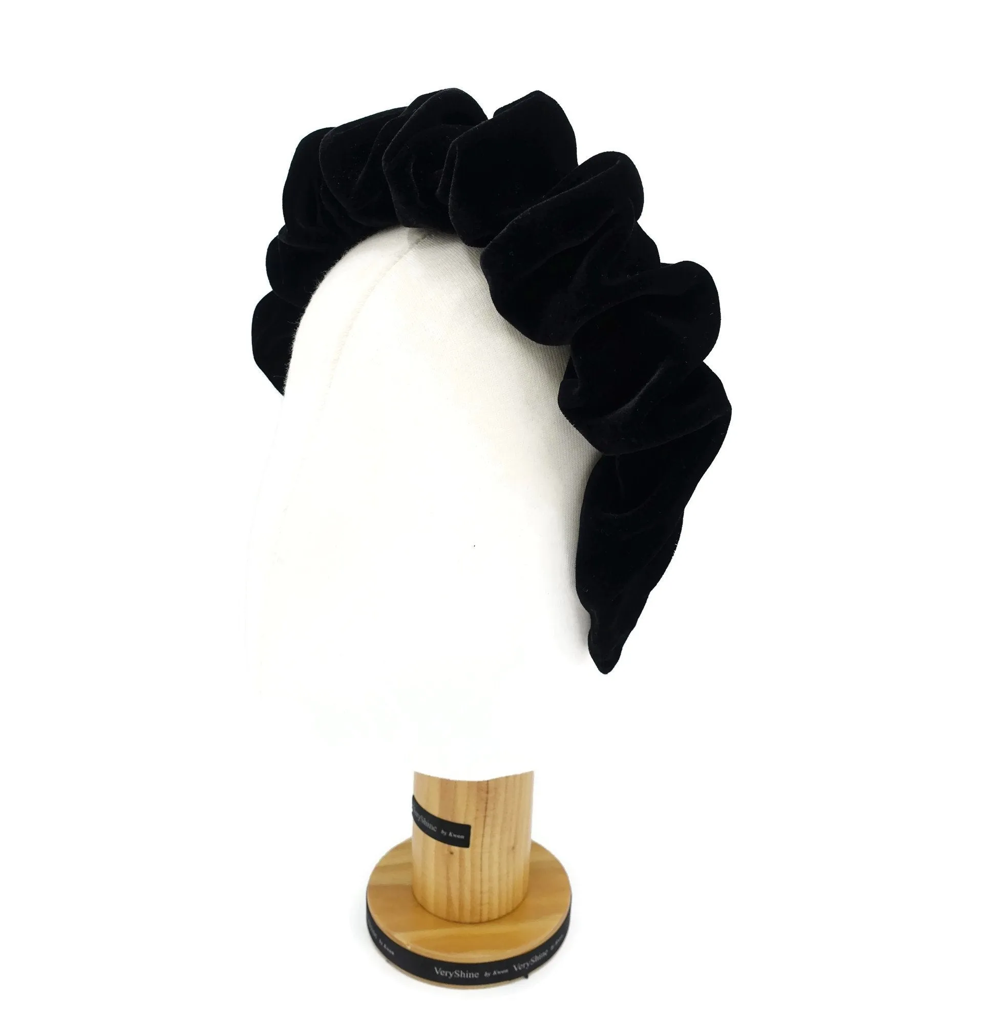 silk velvet volume wave headband luxury style black worm hairband for women