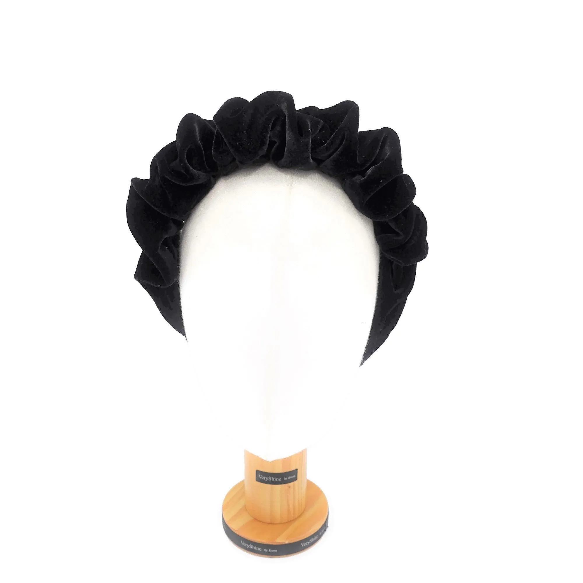 silk velvet volume wave headband luxury style black worm hairband for women