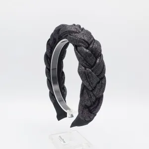 solid glittering fabric braided headband stylish women plaited hairband hair accessory