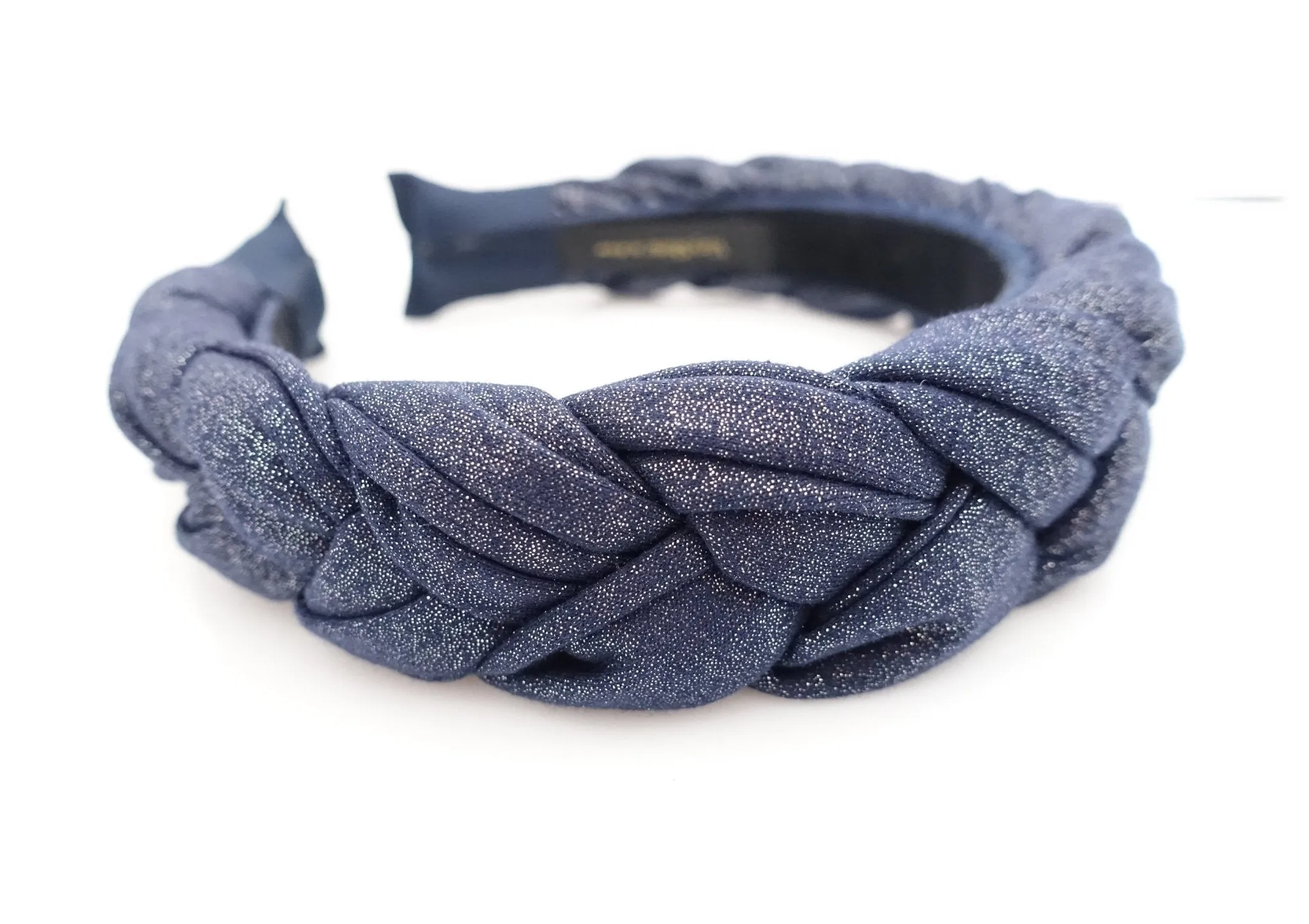 solid glittering fabric braided headband stylish women plaited hairband hair accessory