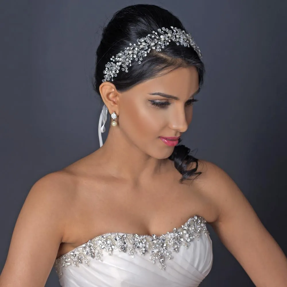 Stunning Freshwater Pearl and Swarovski Crystal Hair Vine