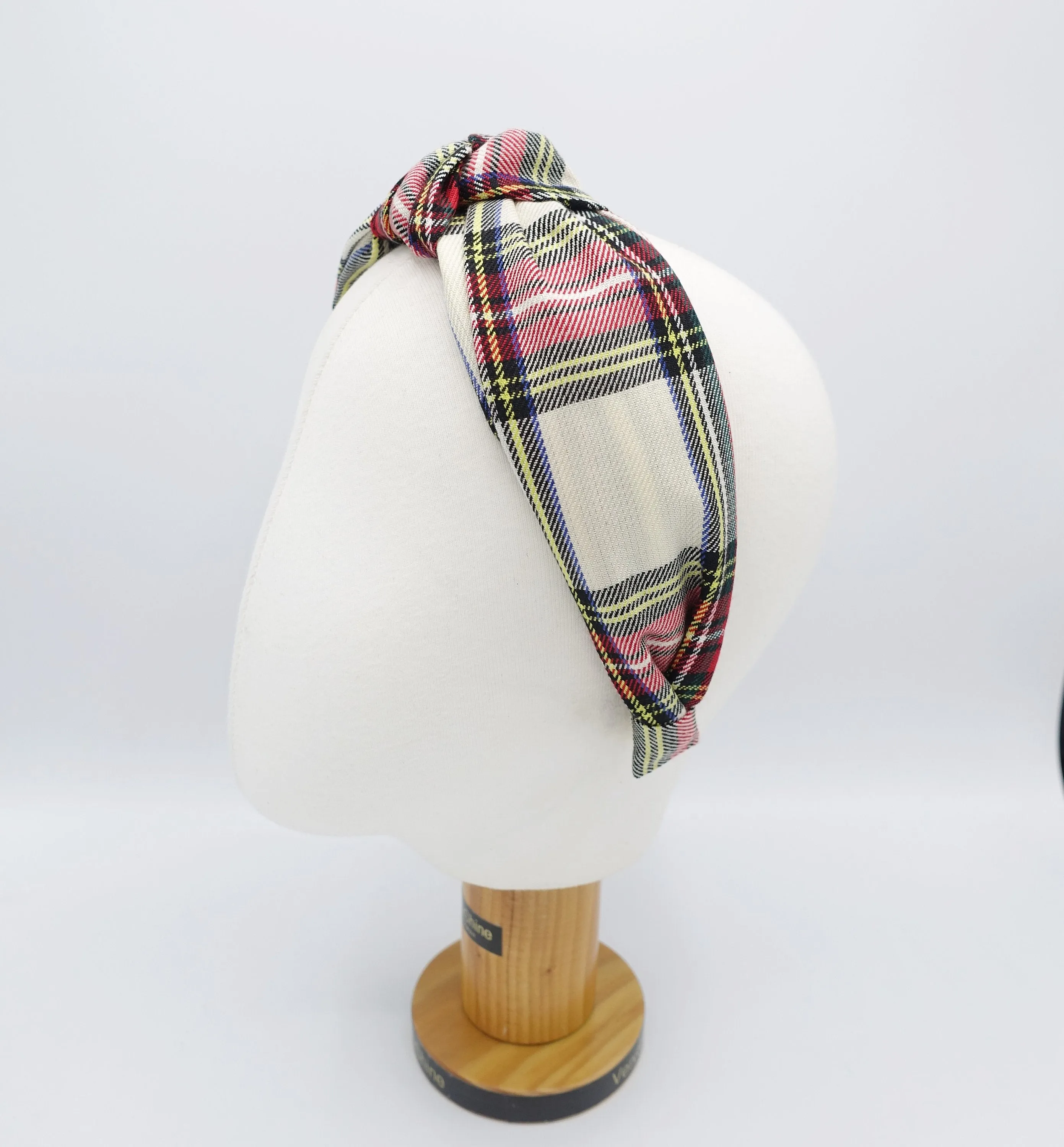 tartan knot headband, plaid headband, plaid check top knot headband for women