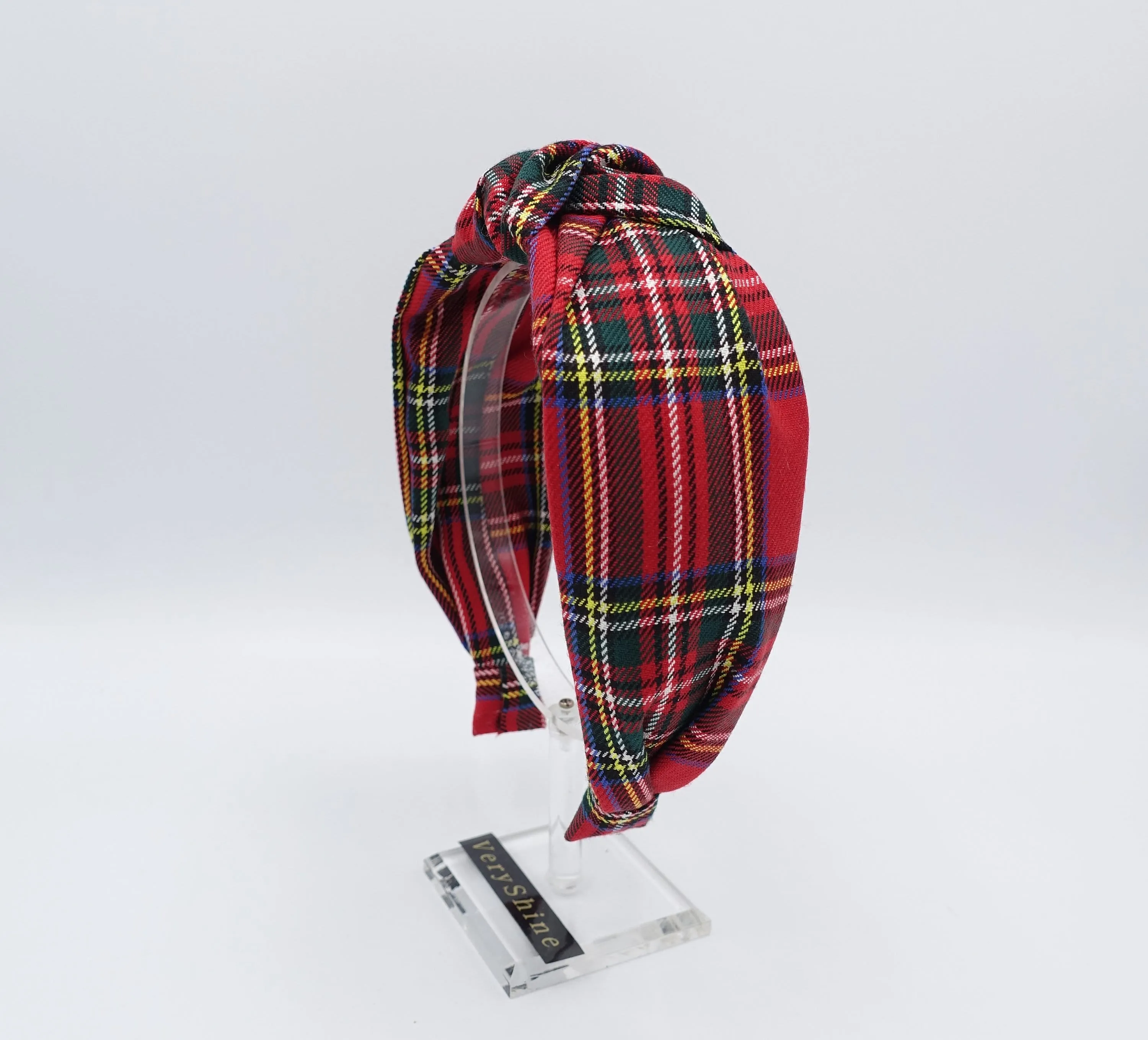 tartan knot headband, plaid headband, plaid check top knot headband for women