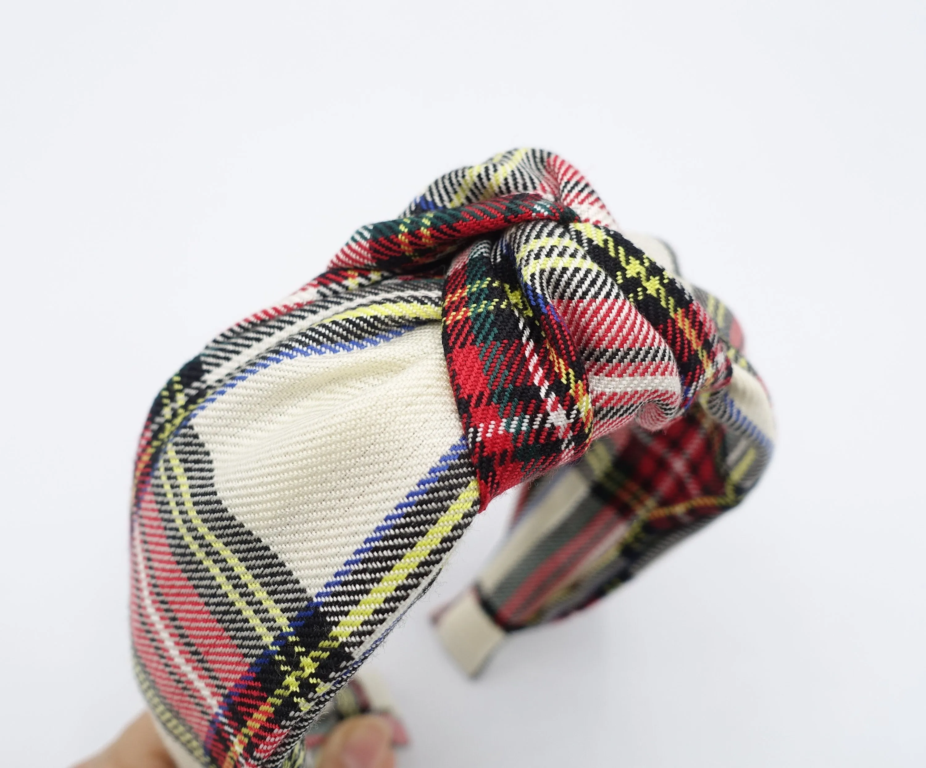 tartan knot headband, plaid headband, plaid check top knot headband for women