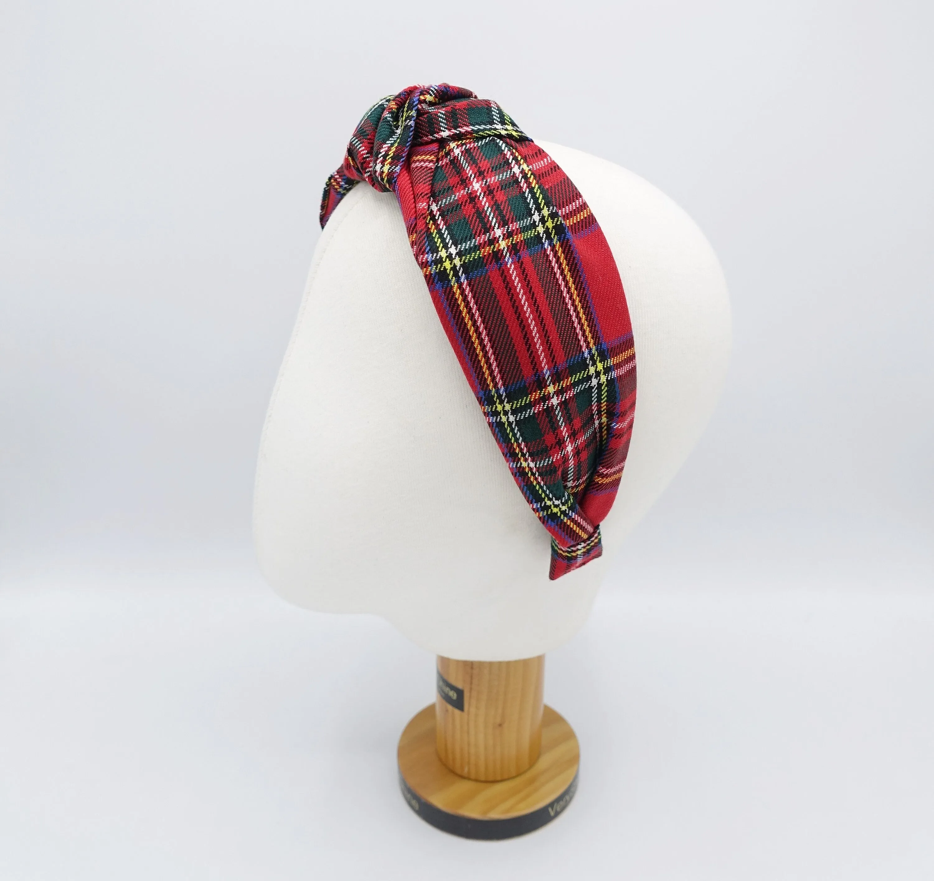 tartan knot headband, plaid headband, plaid check top knot headband for women