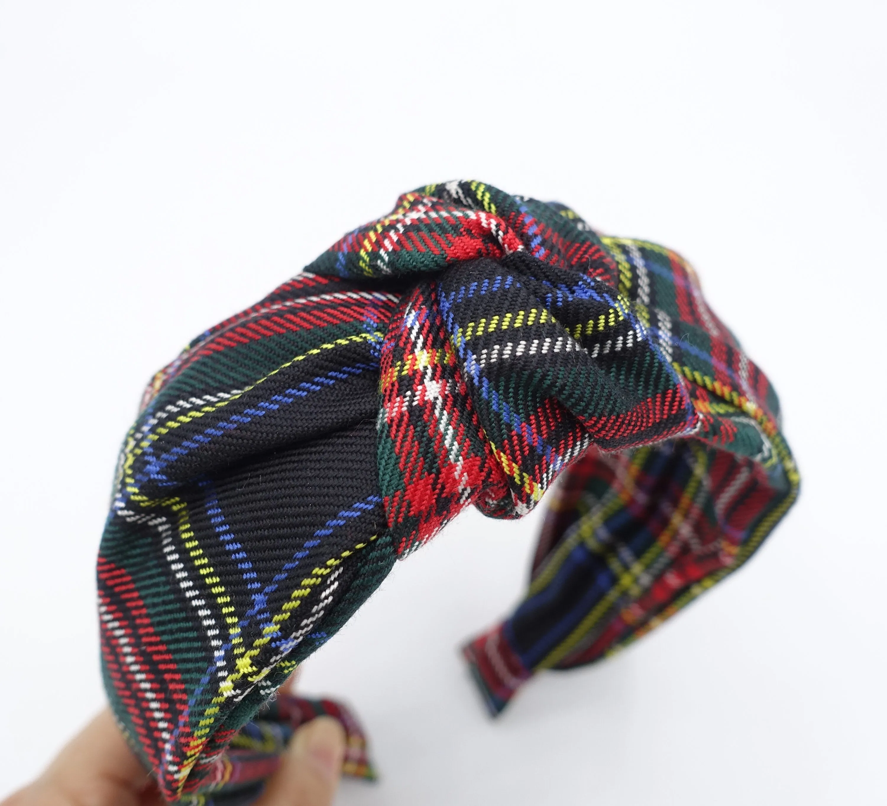 tartan knot headband, plaid headband, plaid check top knot headband for women