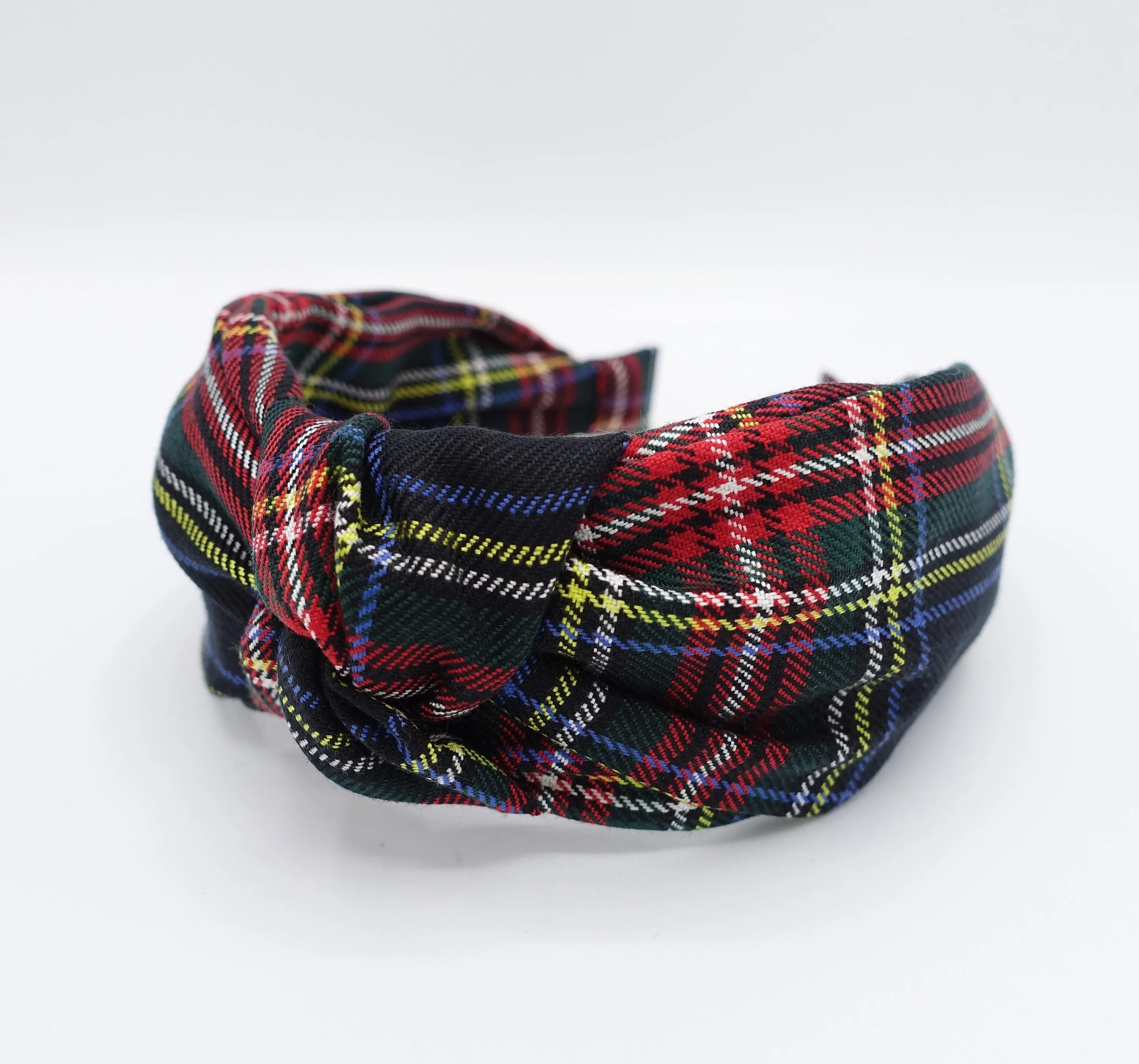 tartan knot headband, plaid headband, plaid check top knot headband for women