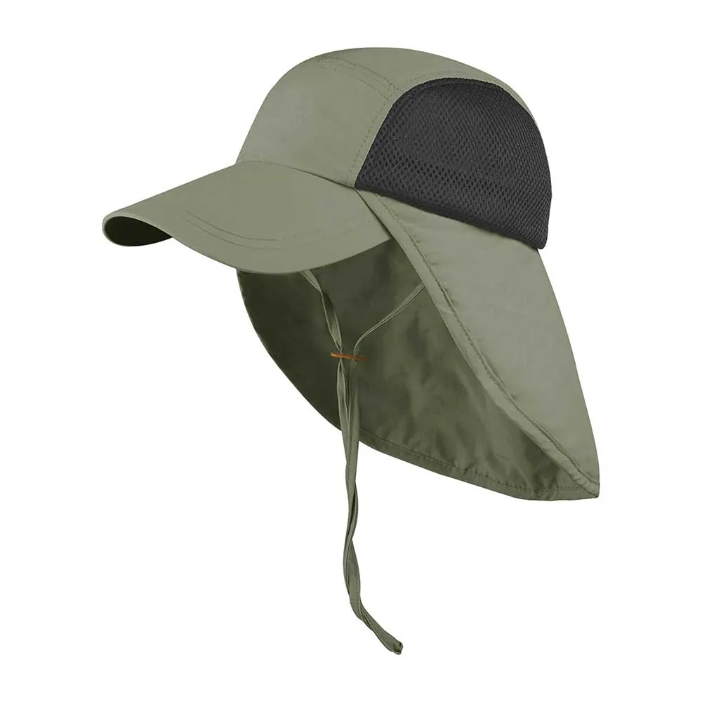 Taslon UV Cap with Flap & Chin Cord