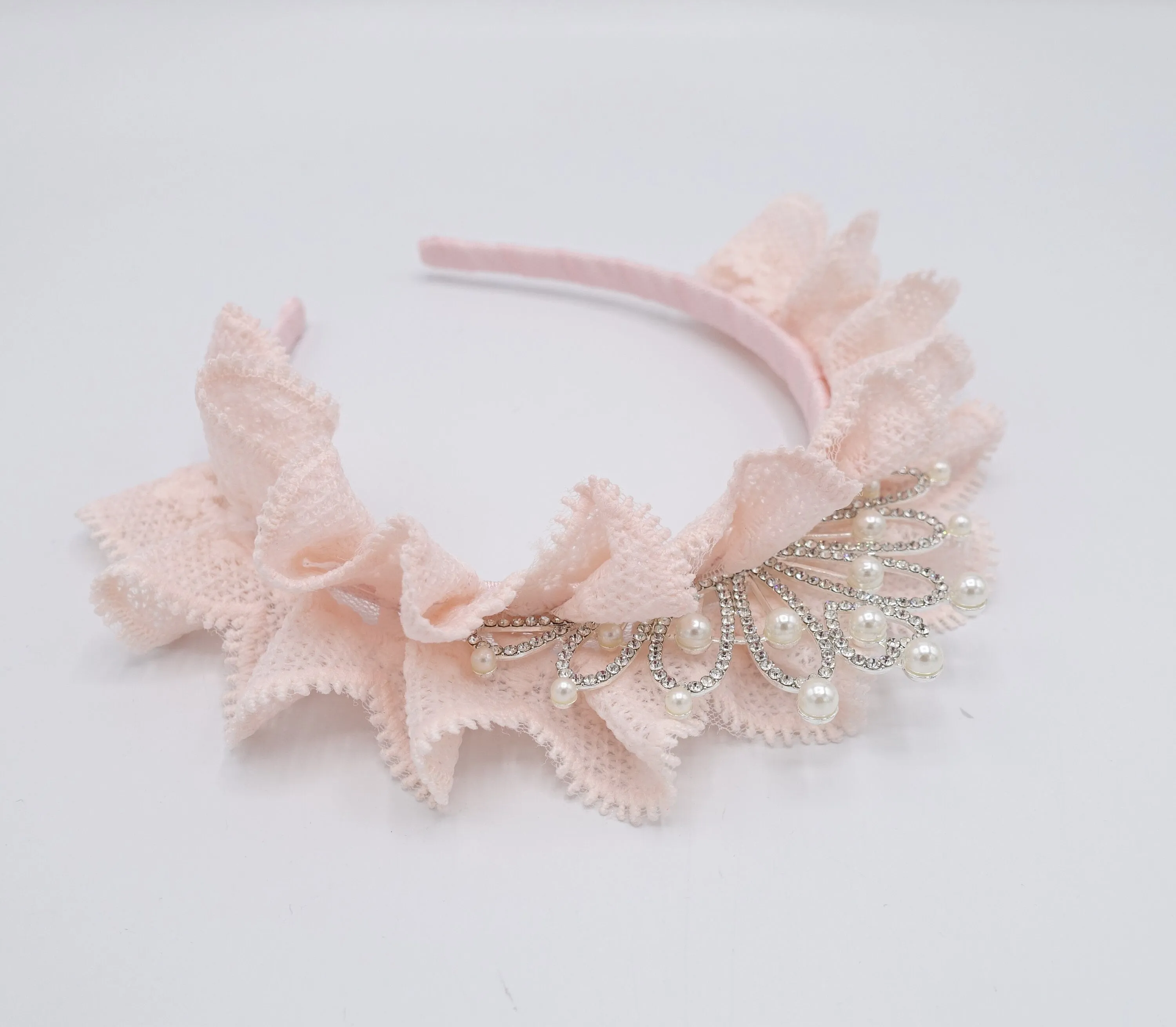 tiara ruffle lace headband for kids and girls