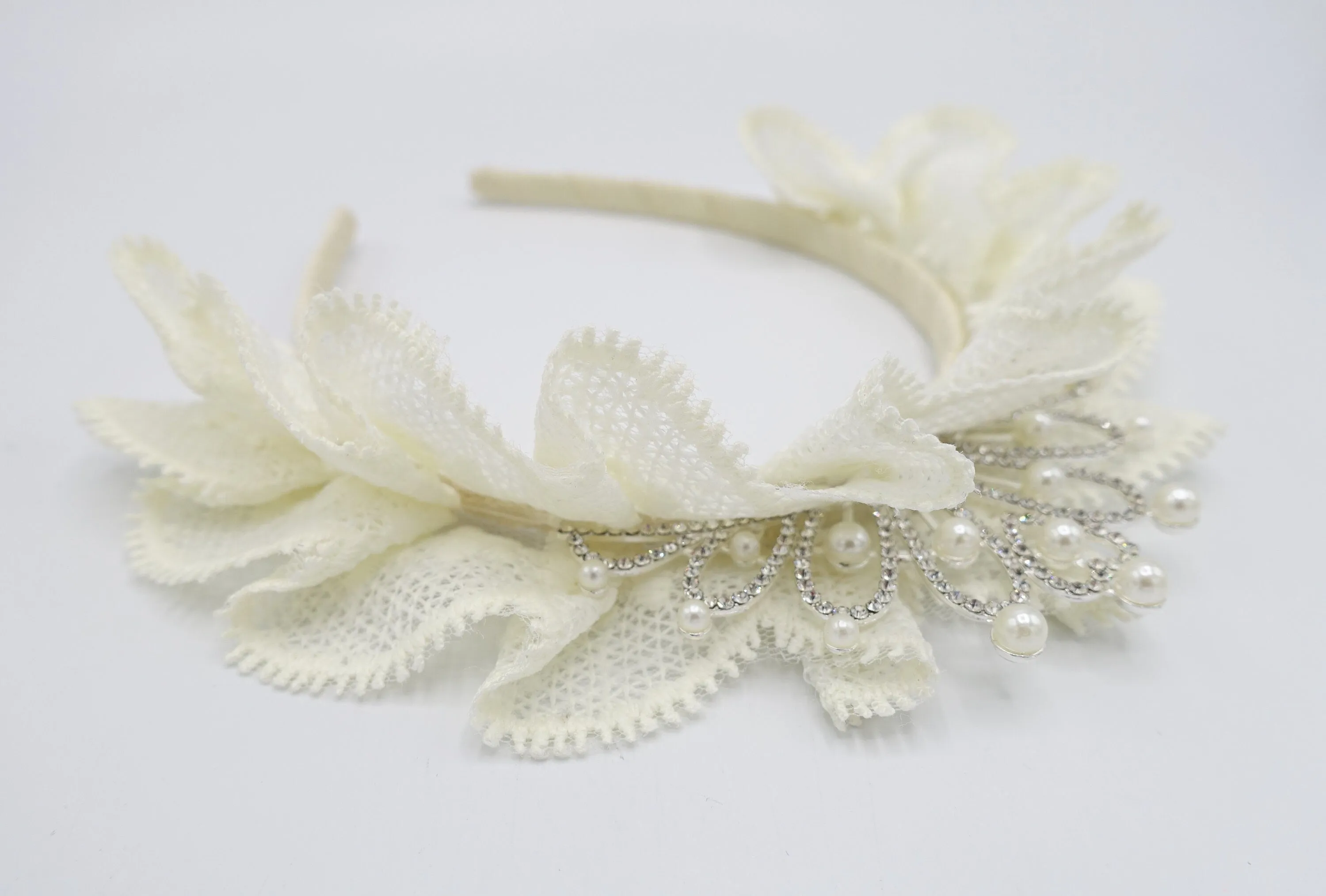 tiara ruffle lace headband for kids and girls