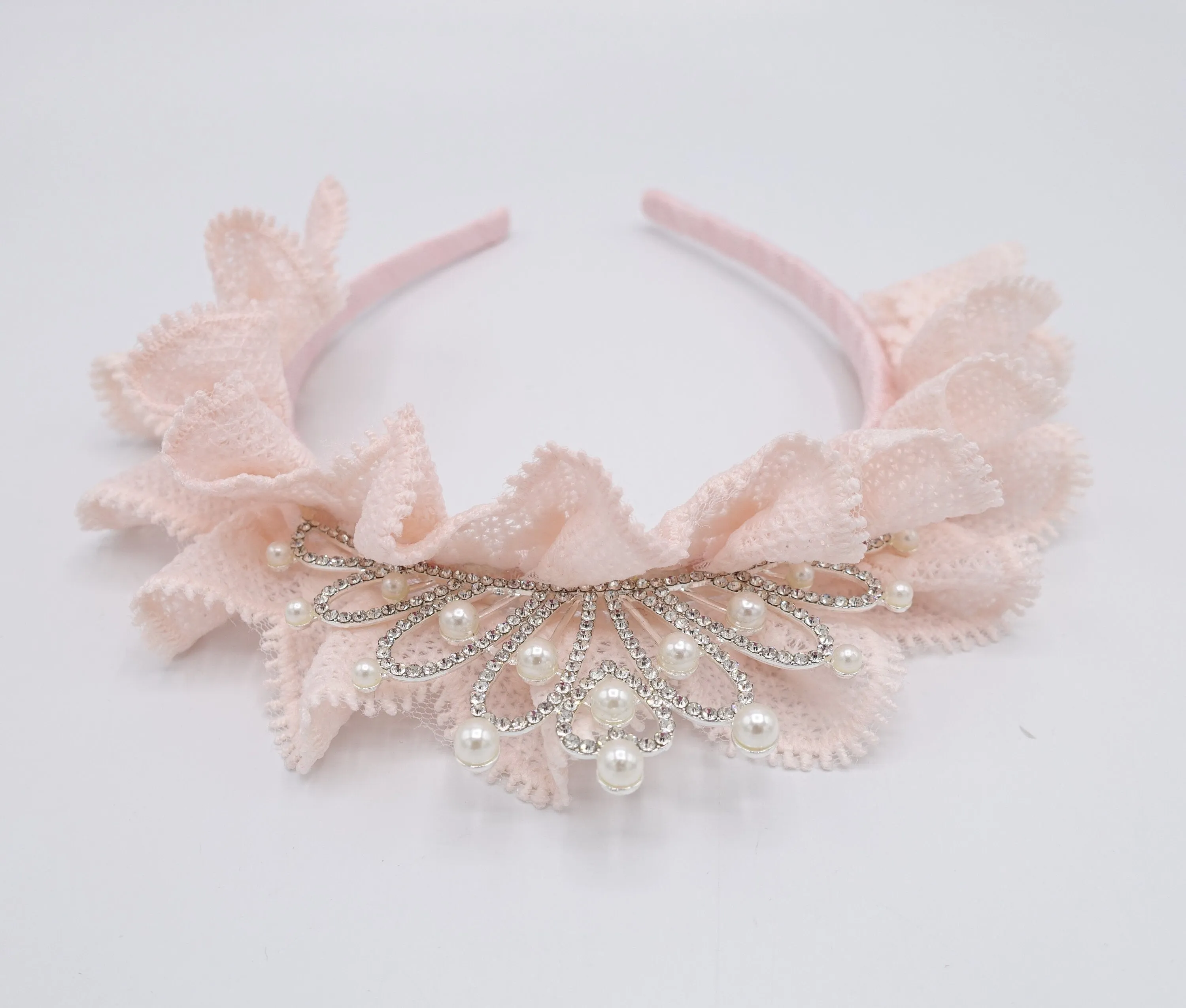 tiara ruffle lace headband for kids and girls