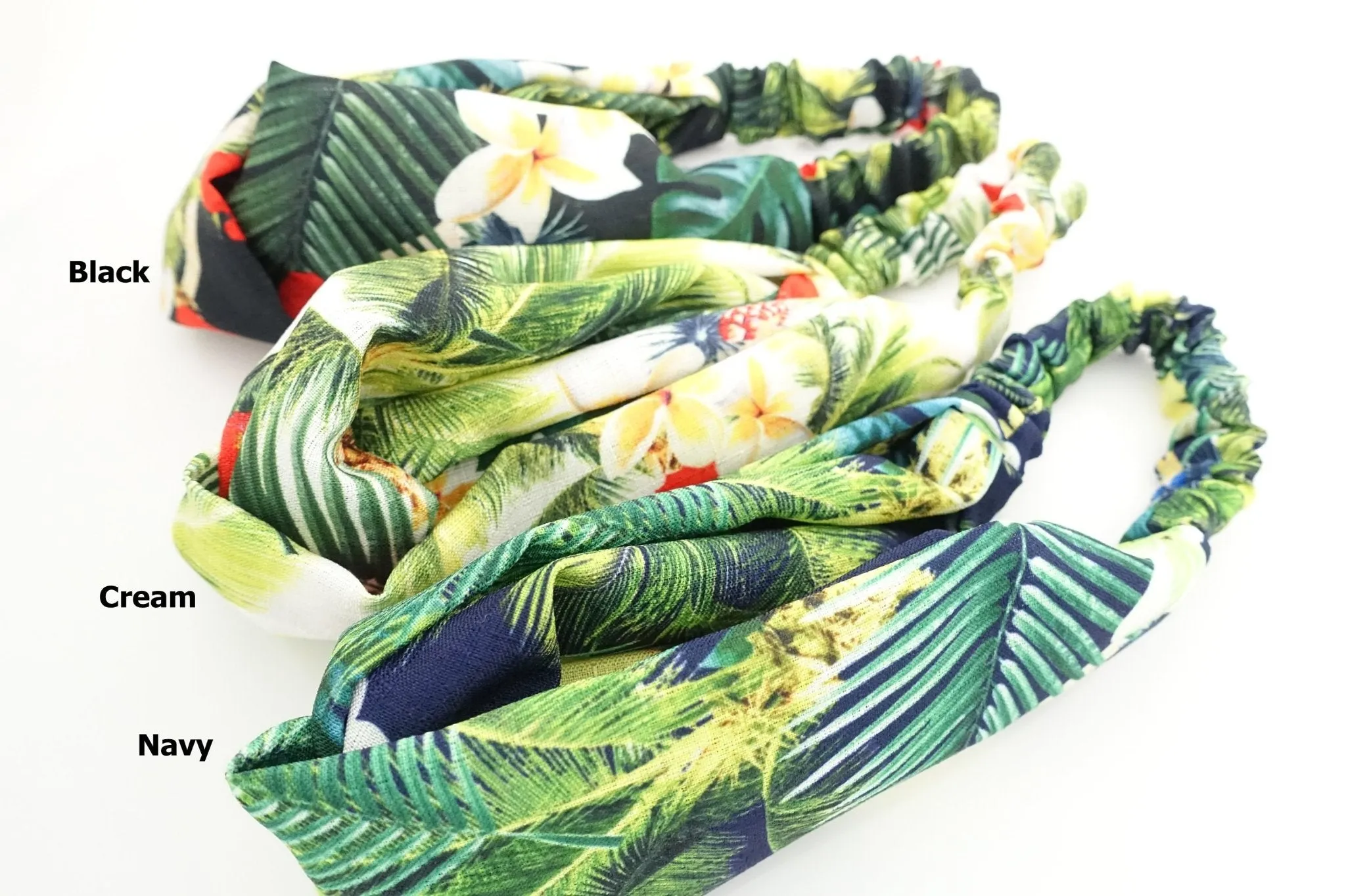 tropical flower plant headband polyester linen cross holiday vacation hairband hair accessory for woman