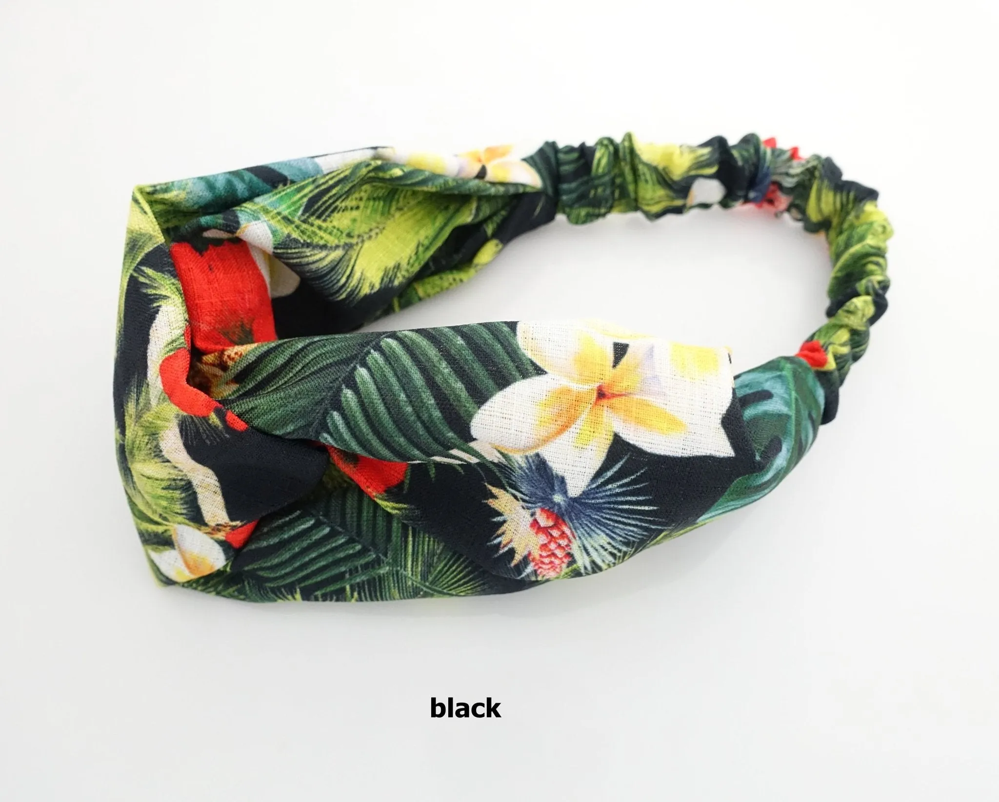 tropical flower plant headband polyester linen cross holiday vacation hairband hair accessory for woman