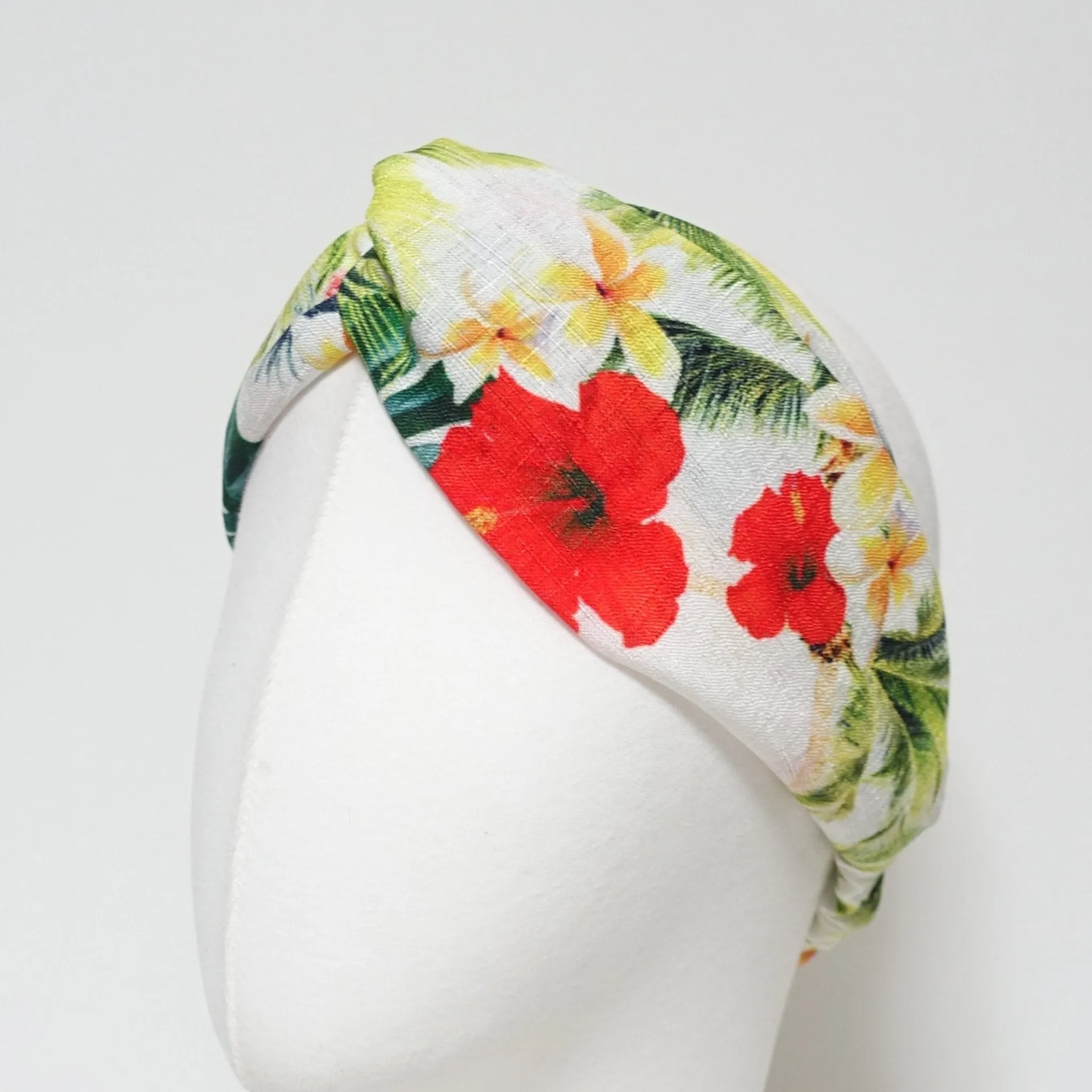 tropical flower plant headband polyester linen cross holiday vacation hairband hair accessory for woman