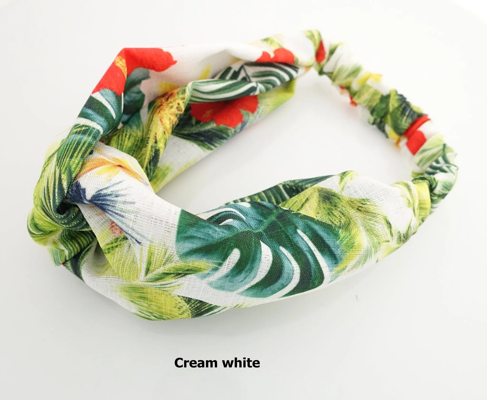 tropical flower plant headband polyester linen cross holiday vacation hairband hair accessory for woman