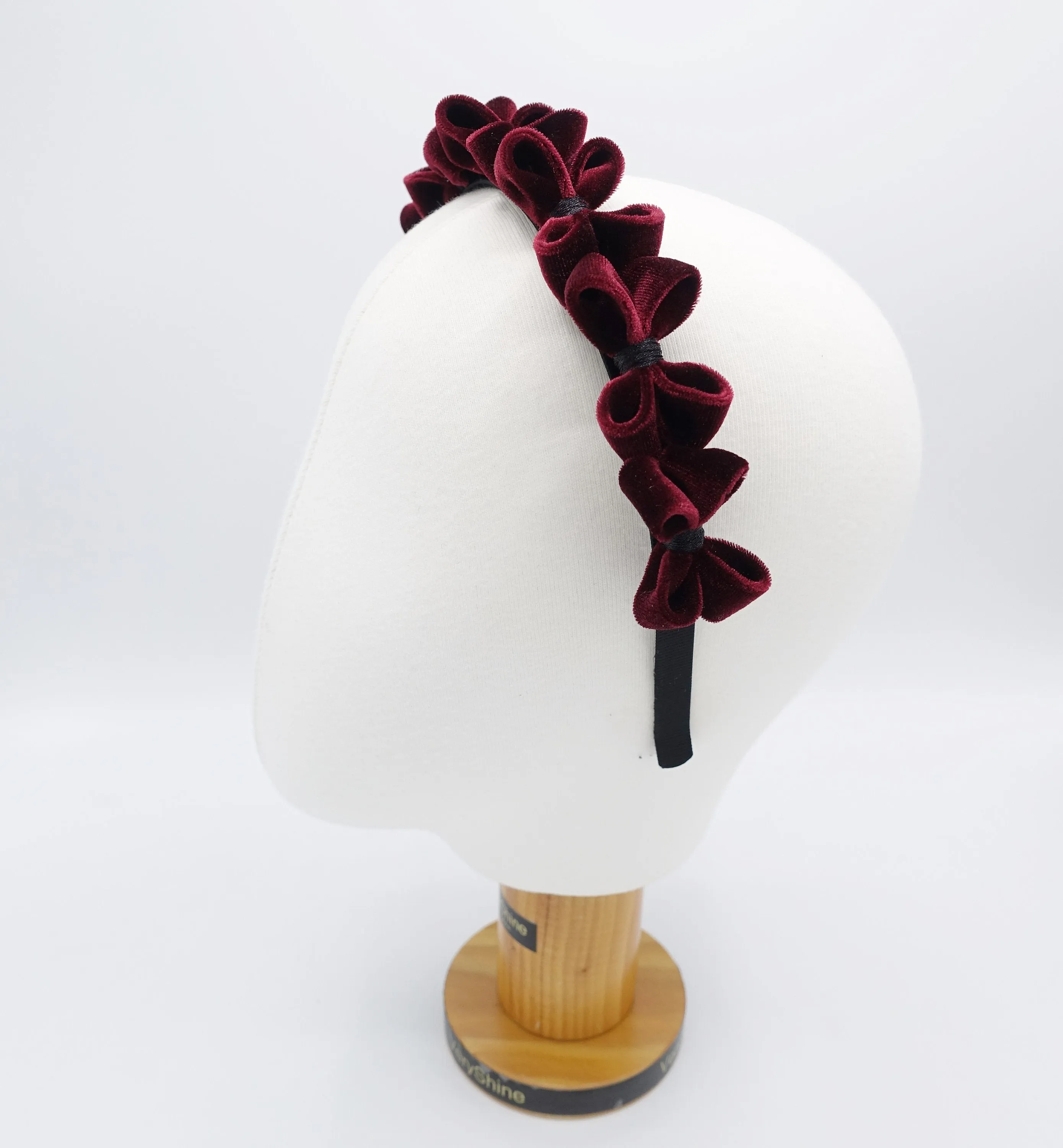 velvet bow headband, tiny bow embellished headband for women