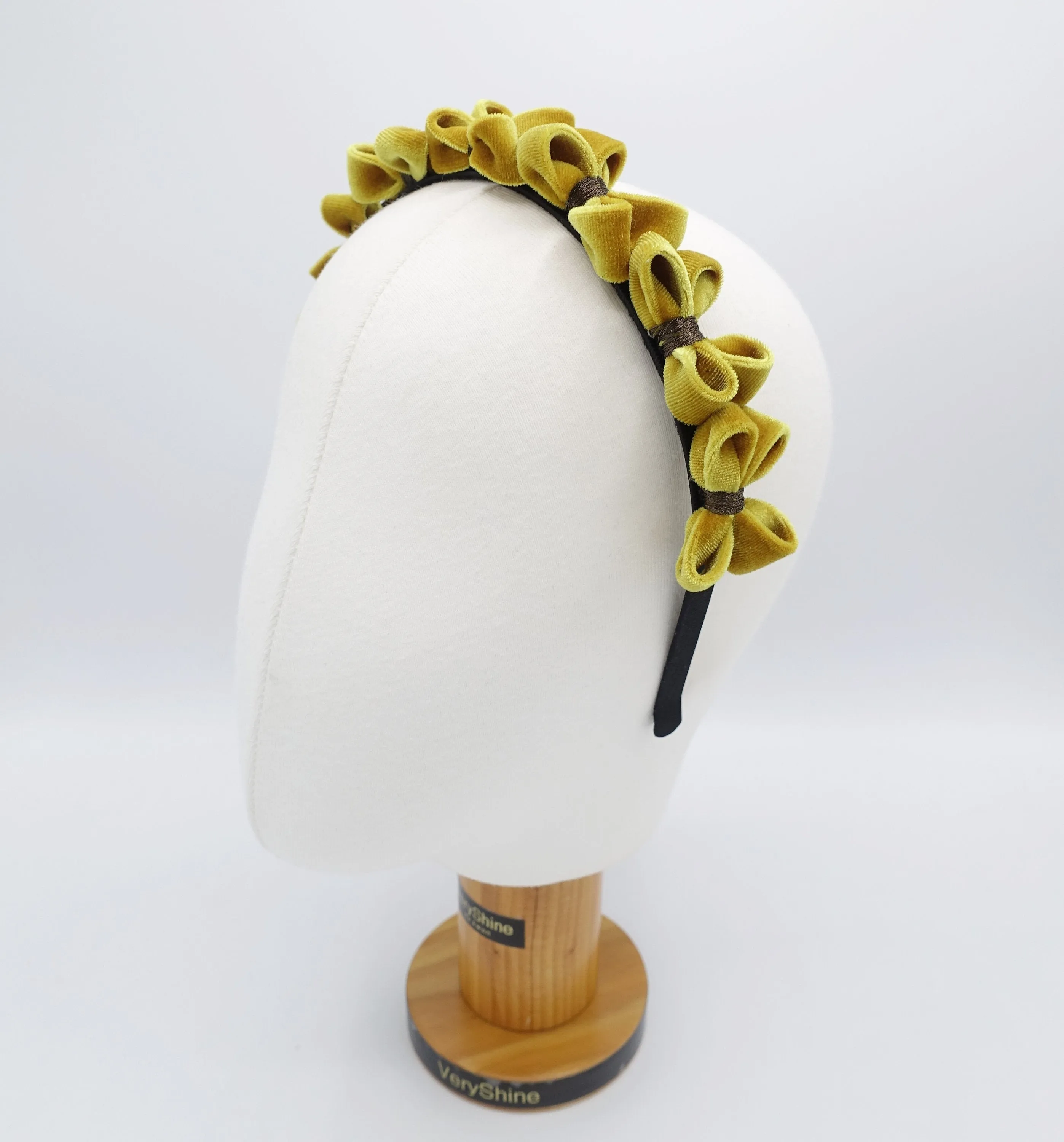 velvet bow headband, tiny bow embellished headband for women