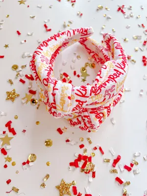 White Kansas City KC Red Kingdom Cursive Knotted Headband