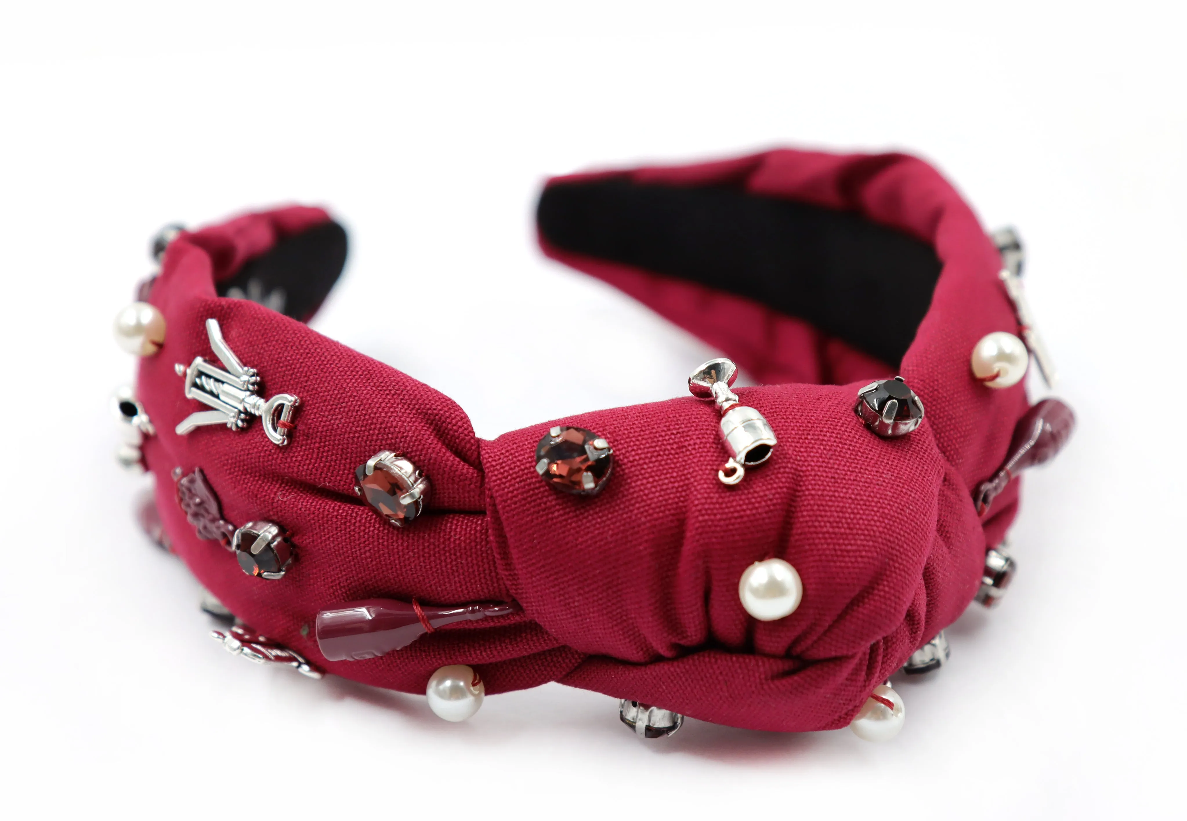 Wine Lover Hand Sewn Jeweled Knot Headband