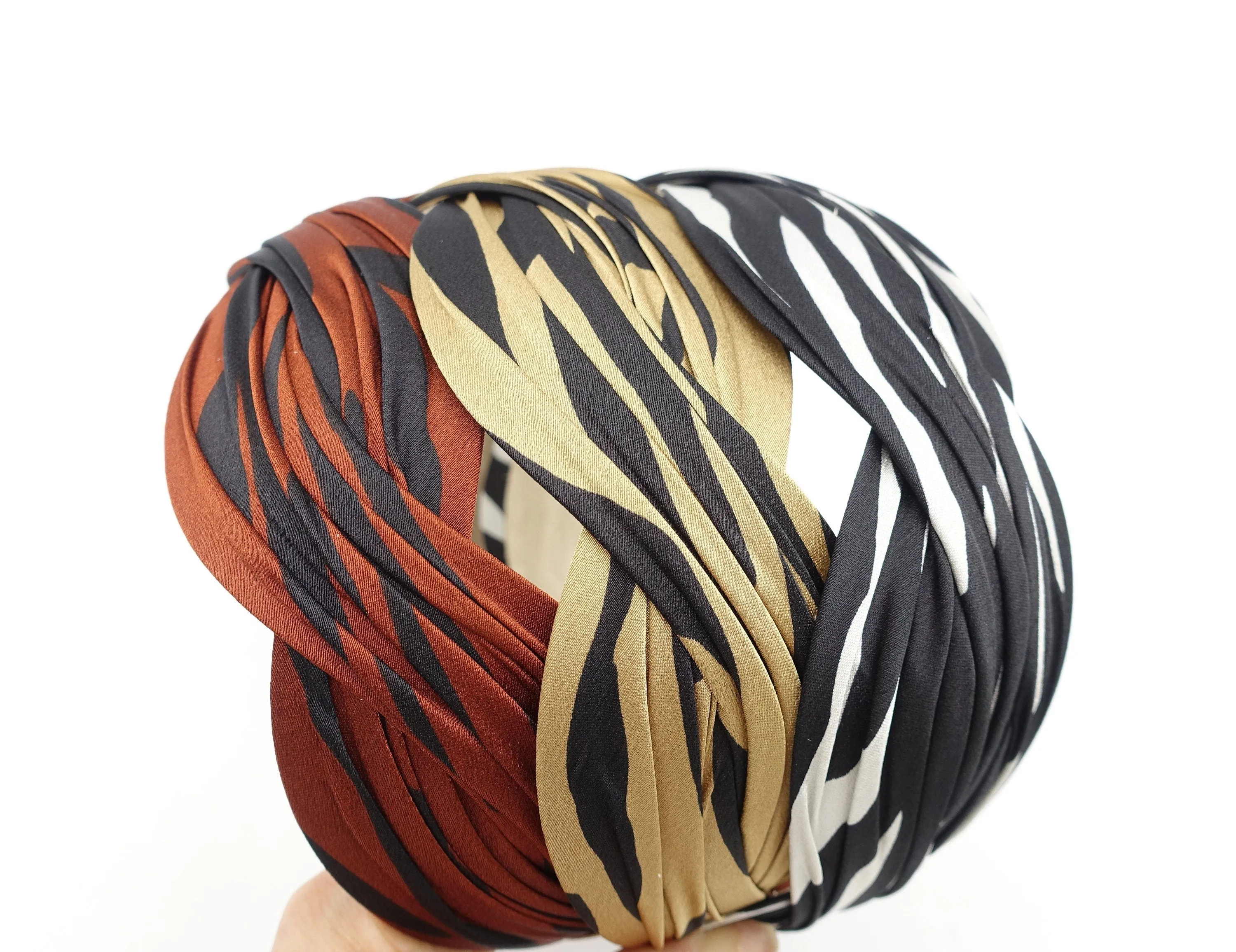 zebra satin wave headband stylish woman hairband