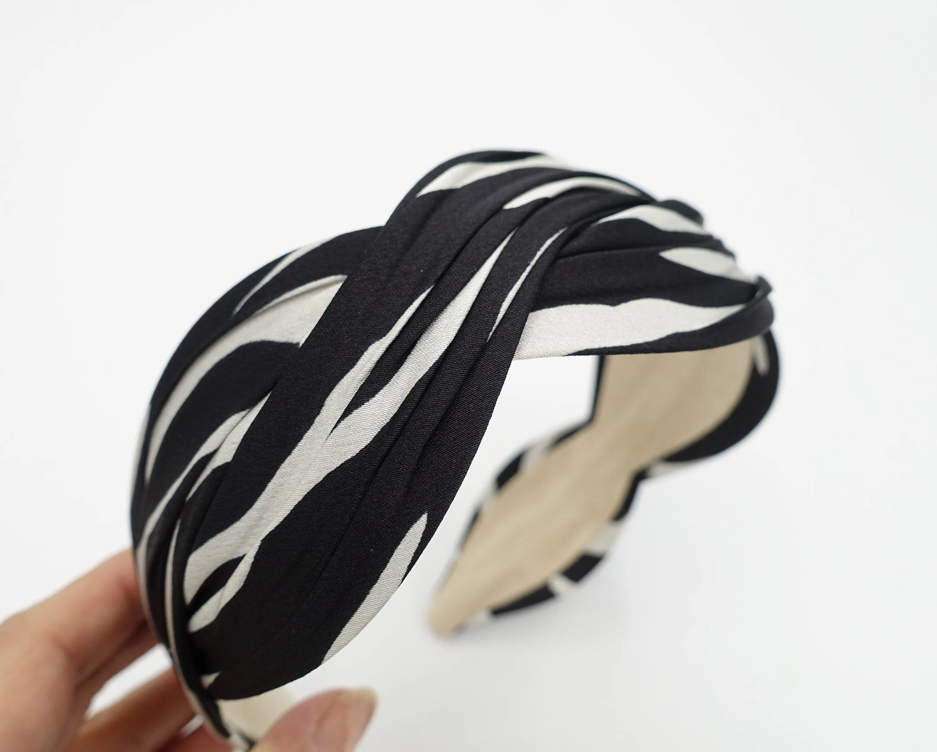 zebra satin wave headband stylish woman hairband